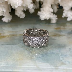 Pavé CZ Cigar Band Statement Ring